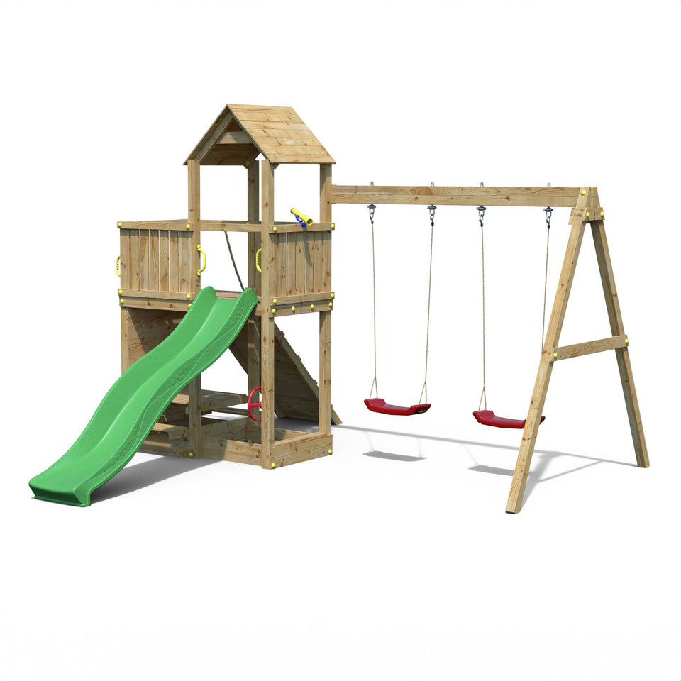 Climbing frame Summit Seeker Scramble large tower double swing climbing wall and slide