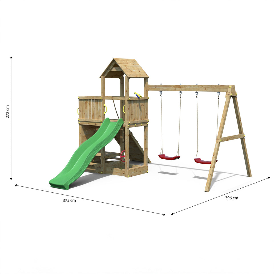 Climbing frame Summit Seeker Scramble large tower double swing climbing wall and slide