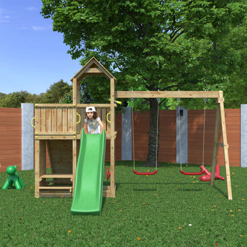 Climbing frame Summit Seeker Scramble large tower double swing climbing wall and slide