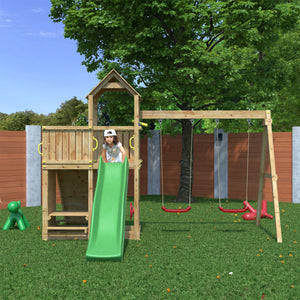 Climbing frame Summit Seeker Scramble large tower double swing climbing wall and slide
