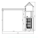 Climbing frame Sky High Hideout featuring double swing, slide and climbing wall