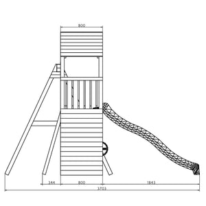 Climbing frame Sky High Hideout featuring double swing, slide and climbing wall
