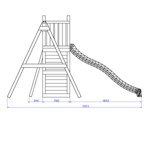Climbing frame Rumble Ridge Rock Wall with double swing, slide and wall