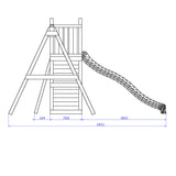 Climbing frame Rumble Ridge Rock Wall with double swing, slide and wall
