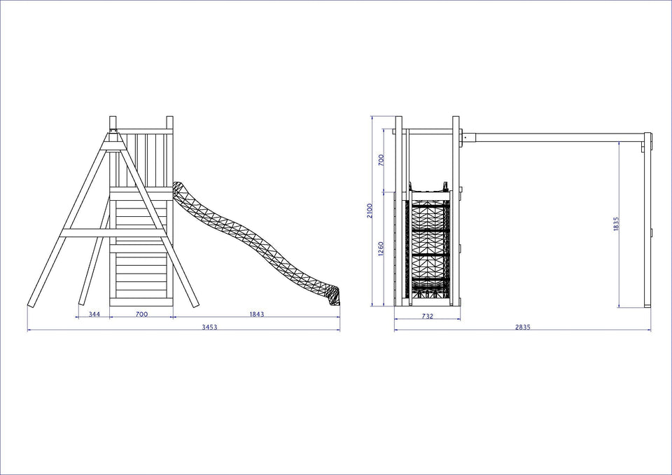 Climbing frame Rumble Ridge Rock Wall with double swing, slide and wall