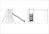 Climbing frame Rumble Ridge Rock Wall with double swing, slide and wall