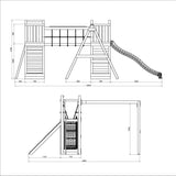 Climbing frame Maxi Fun featuring double Tower, Bridge,  swings climbing walls and slide