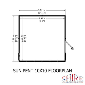 Sun Pent Potting Shed 10x10 Single Door 12mm Shiplap