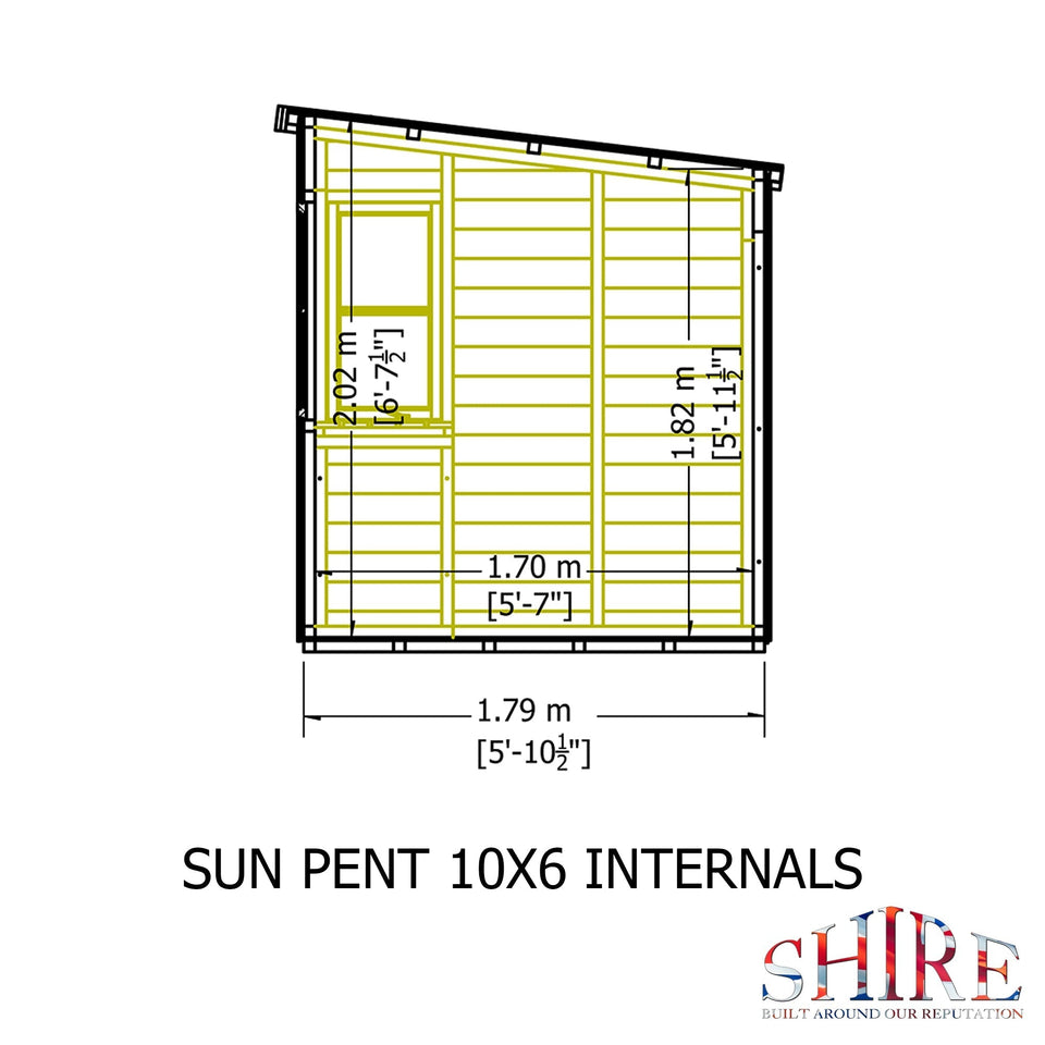 10x6 Sun Pent Potting Shed