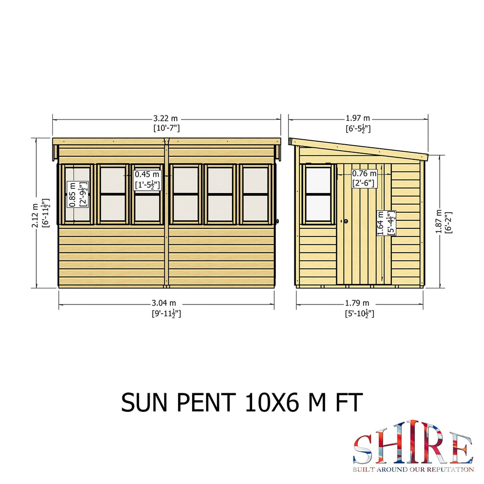 10x6 Sun Pent Potting Shed