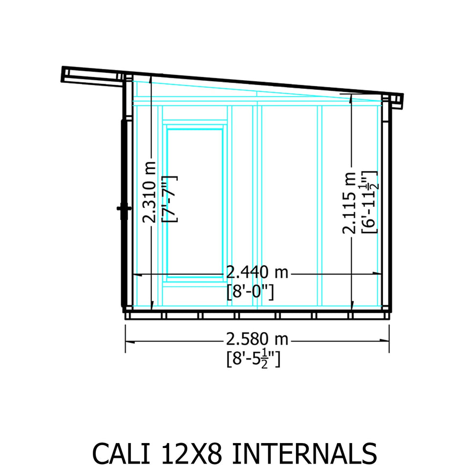12x8 insulated Garden Studio Office Pent Roof