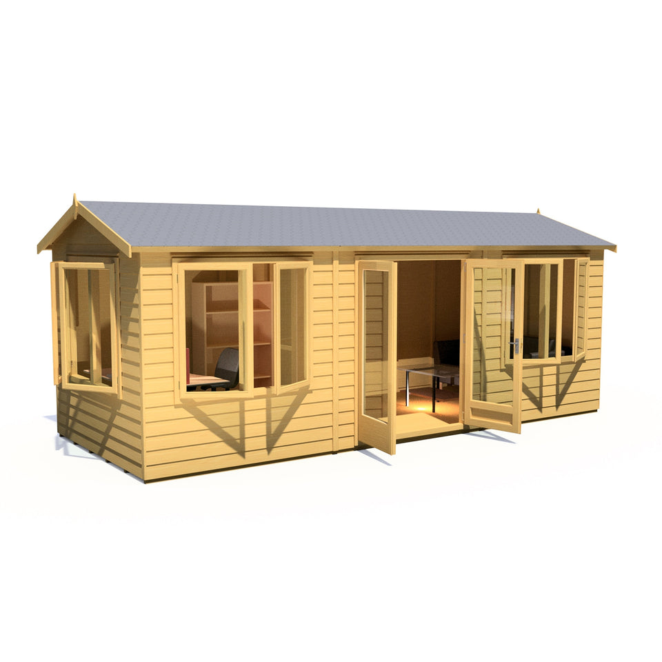 20x8 insulated Garden Studio Office with double doors