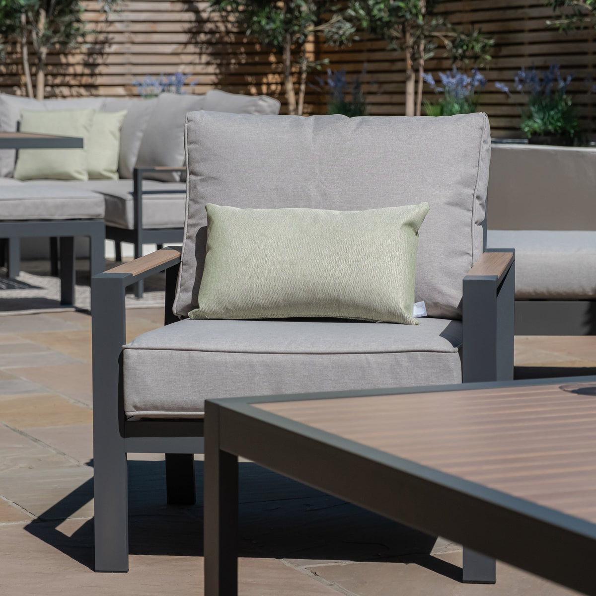 Vancouver 3 Seat Aluminium Sofa Set with Rising table by Maze Rattan. GardenBox Price £1699