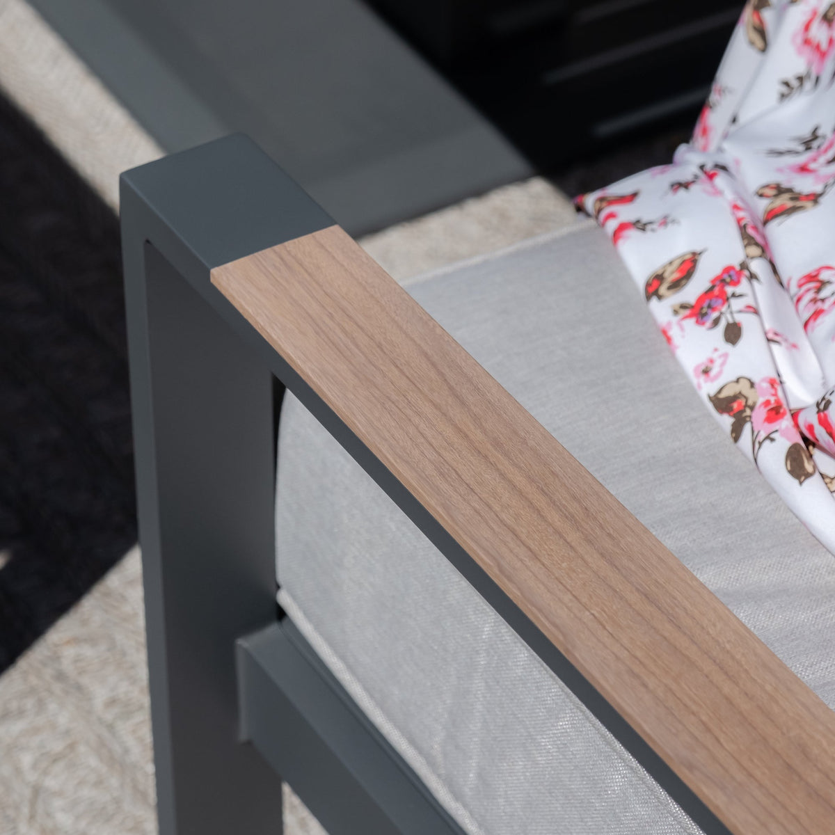 Vancouver 2 Seat Aluminium Sofa Set with coffee table by Maze Rattan. GardenBox Price £1099
