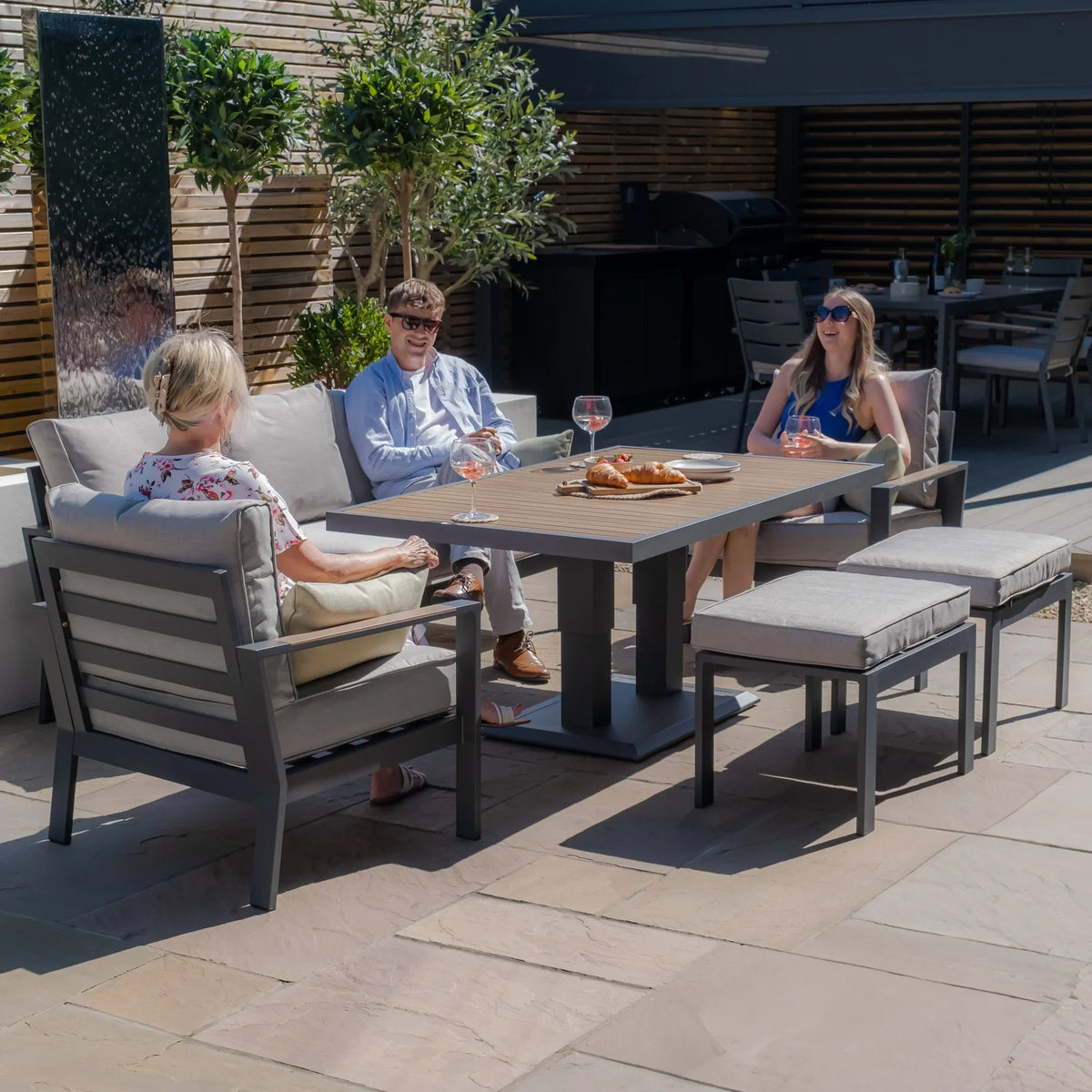 Vancouver 3 Seat Aluminium Sofa Set with Rising table by Maze Rattan. GardenBox Price £1699