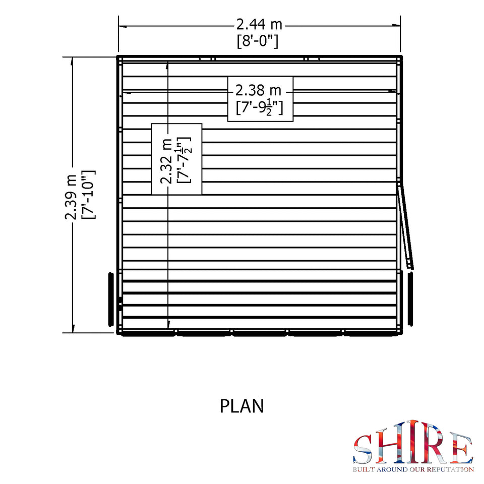 Sun Pent Potting Shed Style B 8x8 Single Door 12mm Shiplap