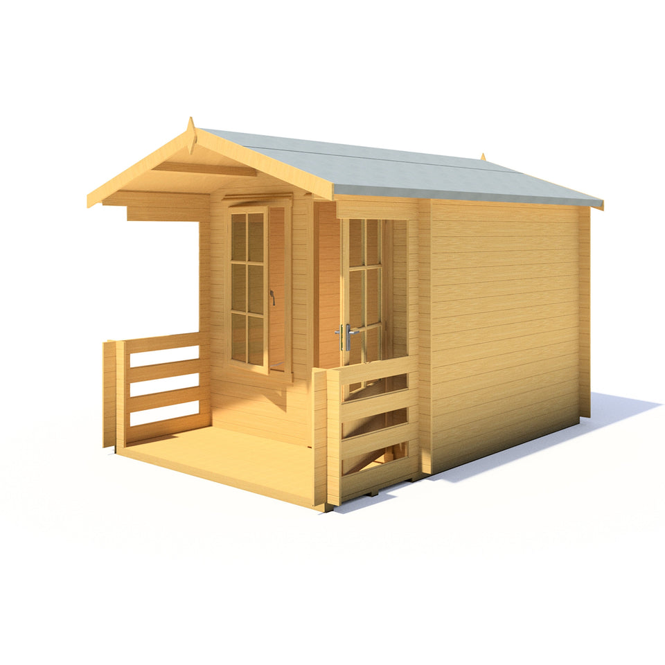 Shire Maulden with verandah 10x10 Log Cabin 19mm interlock Cladding