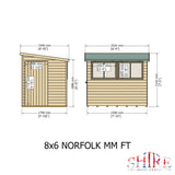 Norfolk Style A 8x6 Single Door 12mm Shiplap Garden Shed