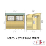 Norfolk Style B 8x6 Single Door 12mm Shiplap Garden Shed