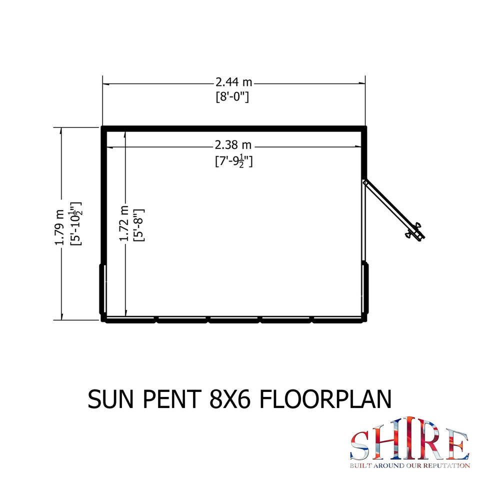 8x6 Sun Pent Potting Shed