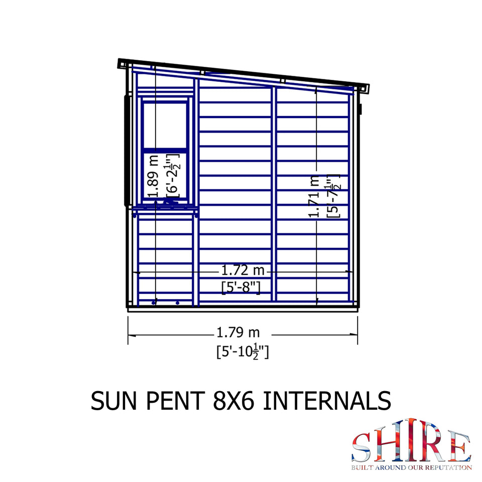 8x6 Sun Pent Potting Shed