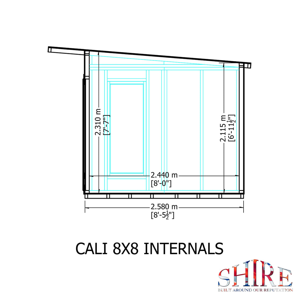8x8 insulated Garden Studio Office Pent Roof