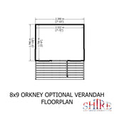 Orkney 8x9 Garden Shed with veranda 12mm Shiplap T&G