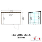 Caldey Single Door 10x6 style C 12mm Shiplap  Garden Shed