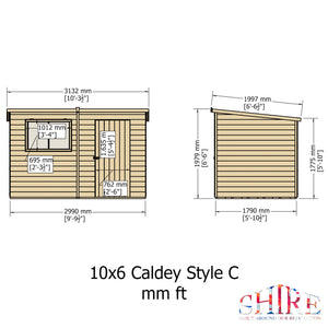 Caldey Single Door 10x6 style C 12mm Shiplap  Garden Shed