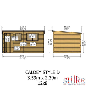 Caldey 12x8 single door style D Garden Shed 12mm Shiplap