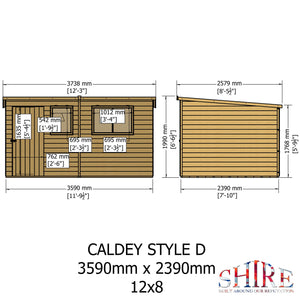 Caldey 12x8 single door style D Garden Shed 12mm Shiplap