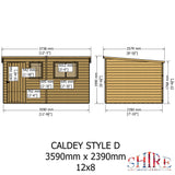 Caldey 12x8 single door style D Garden Shed 12mm Shiplap