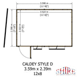 Caldey 12x8 single door style D Garden Shed 12mm Shiplap