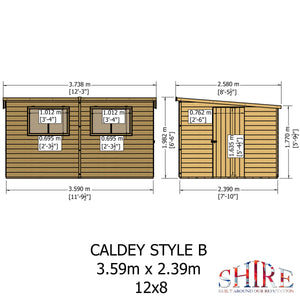 Caldey Single door style B  12x8 12mm Shiplap Garden Shed