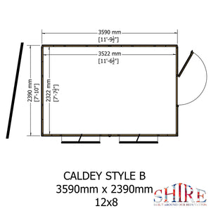 Caldey Single door style B  12x8 12mm Shiplap Garden Shed