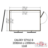 Caldey Single door style B  12x8 12mm Shiplap Garden Shed