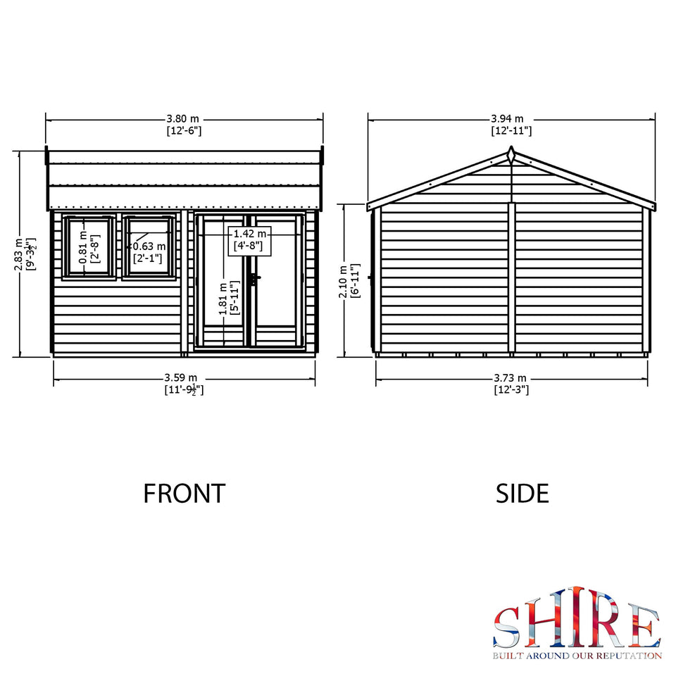 12x12 Garden Studio / Office 20mm Superlap cladding