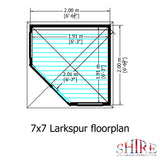 Larkspur 7x7 Corner Summerhouse 12mm Shiplap
