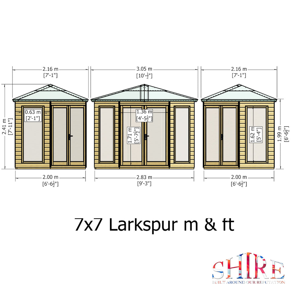 Larkspur 7x7 Corner Summerhouse 12mm Shiplap