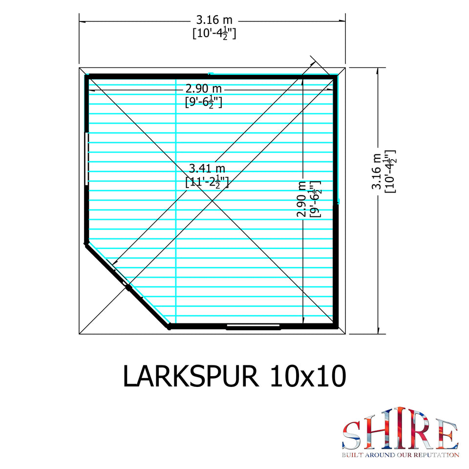Larkspur 10x10 Corner Summerhouse 12mm Shiplap