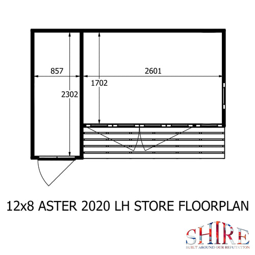 Aster 12x8 Left Hand Storage unit and Summerhouse 12mm Shiplap