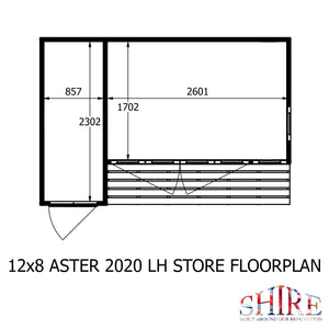 Aster 12x8 Left Hand Storage unit and Summerhouse 12mm Shiplap
