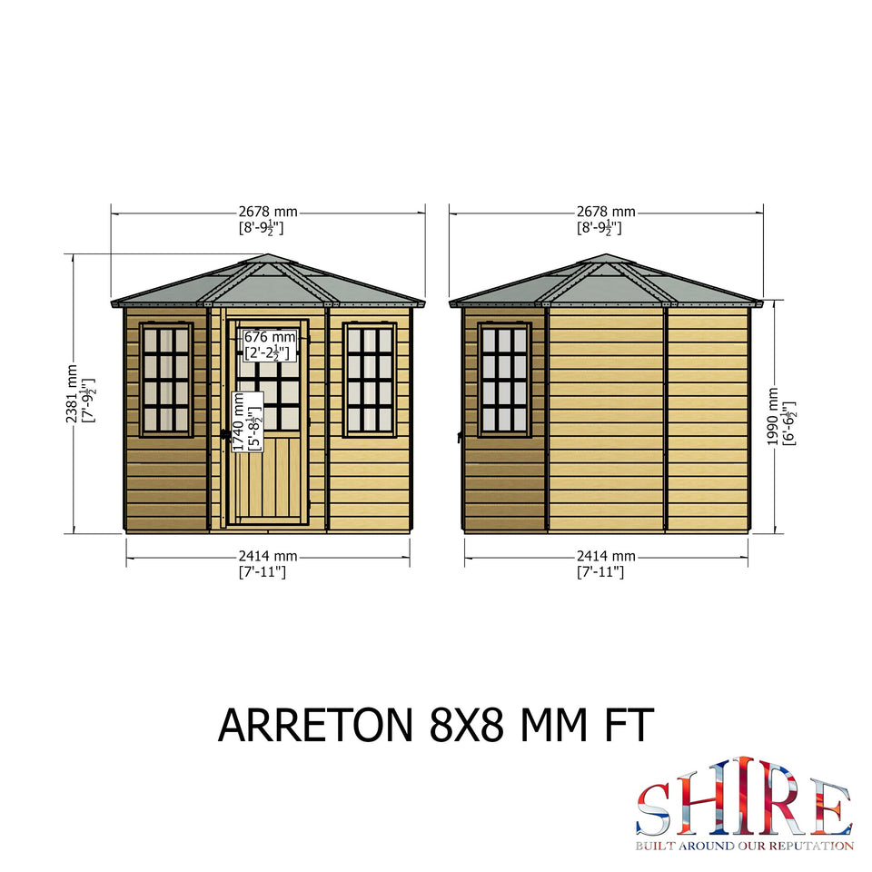 Arreton Hexagonal 8x8 12mm Shiplap Summerhouse