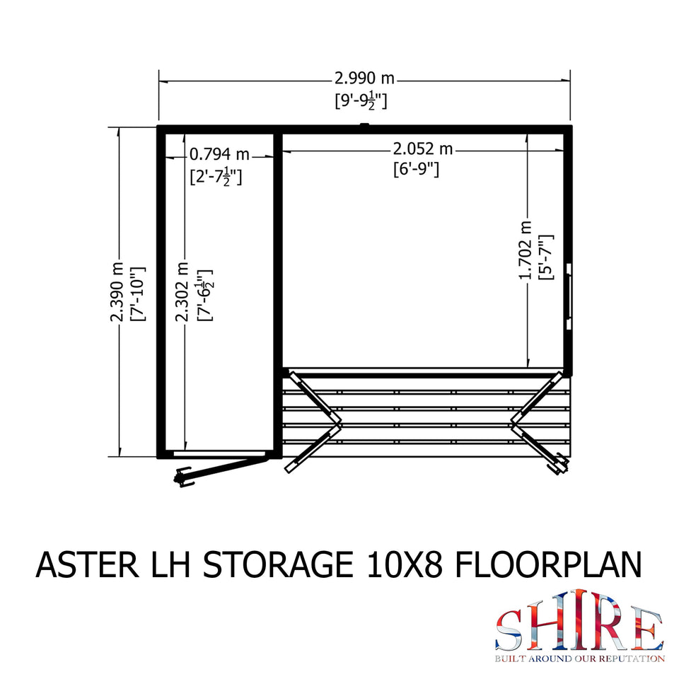 Aster 10x8 Left Hand Storage and Summerhouse 12mm Shiplap