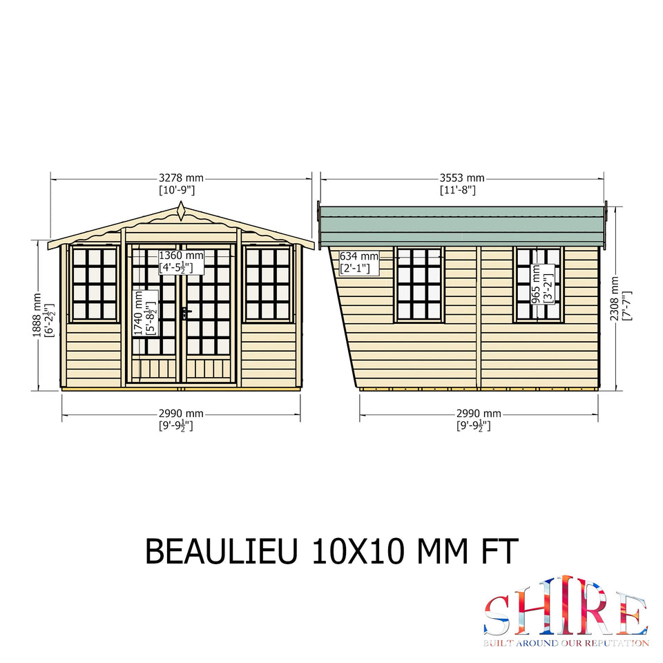 Beaulieu 10x10 Summerhouse 12mm Shiplap