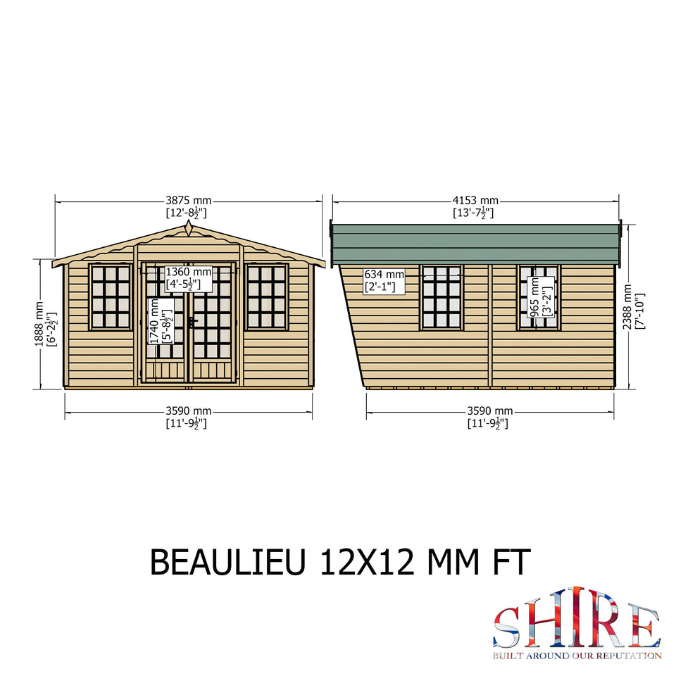 Beaulieu 12x12 Summerhouse 12mm Shiplap