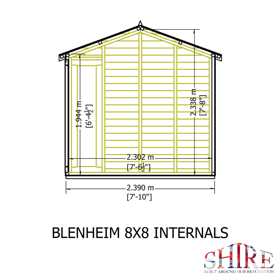 Blenheim 8x8 Summerhouse 12mm Shiplap