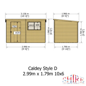 Caldey Single door 10x6 style D 12mm Shiplap Garden Shed