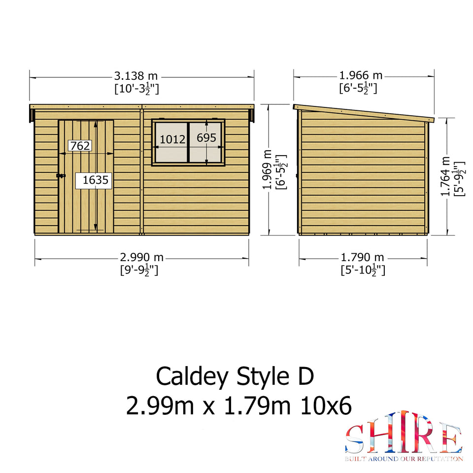 Caldey Single door 10x6 style D 12mm Shiplap Garden Shed