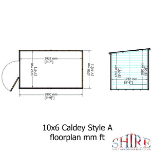 Caldey Single Door 10x6 style A 12mm Shiplap  Garden Shed